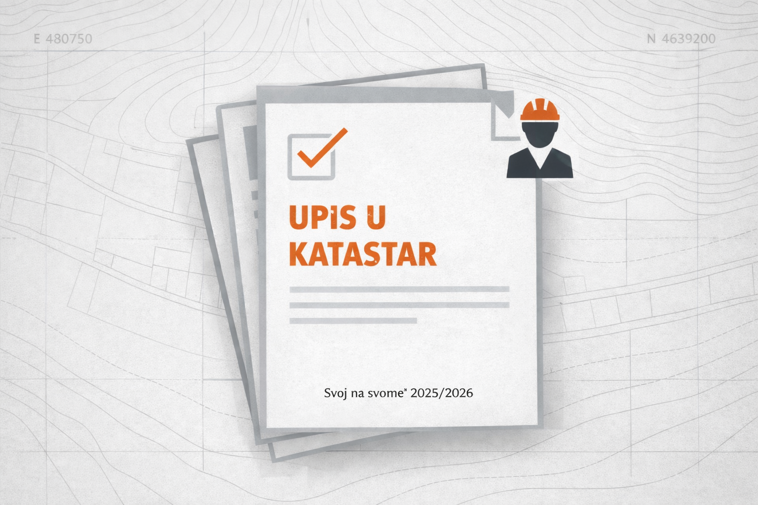 Ilustracija dokumentacije za upis nelegalnog objekta u katastar po zakonu „Svoj na svome“ 2025/2026 – Geotaur geodetske usluge